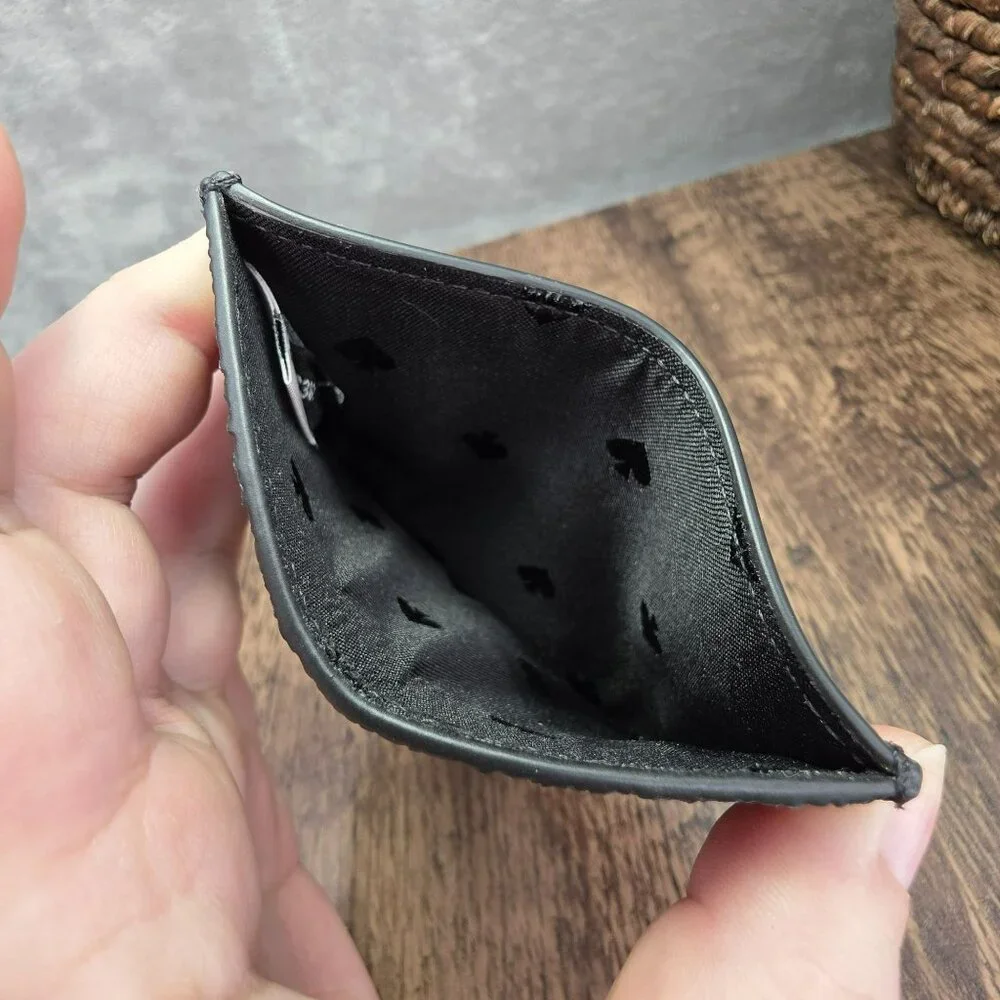 Kate Spade Card Case Holder Greta Court Graham Sparkling Black Glitter Slim Mini